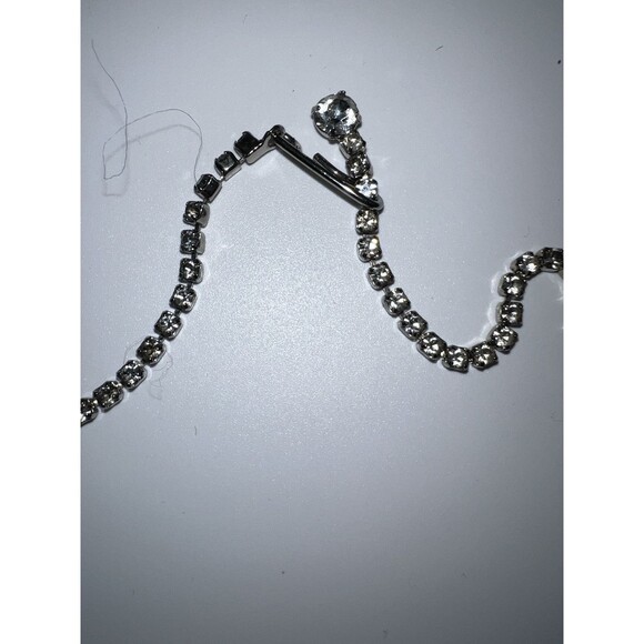 Choker Necklace Crystal Rhinestone Silver Rare Marquise Glitzy Collar Vintage - Picture 2 of 6